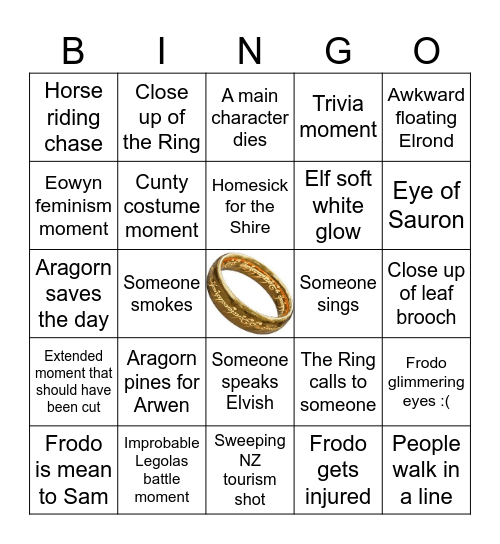 CUSTOM LOTR BINGO Card