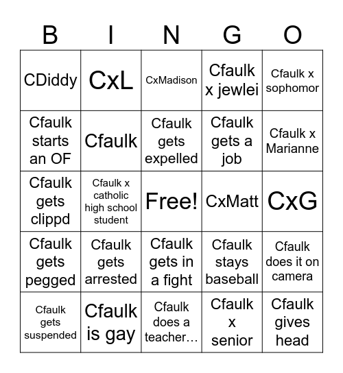 CFAULK 2026 PREDIHTIONS Bingo Card