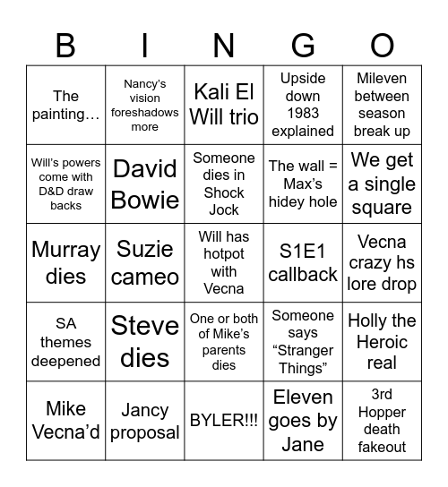 Strange rthigns… Bingo Card