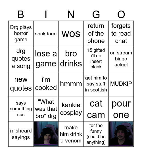 DRG Bingo Card