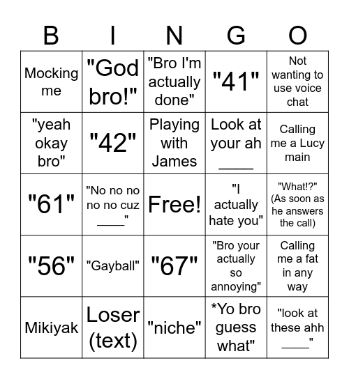 Landon 2026 bingo card Bingo Card