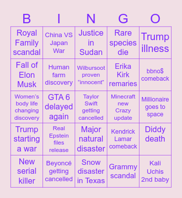 Bingo Card 2025 Bingo Card