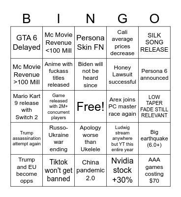 2025 Bingo Card