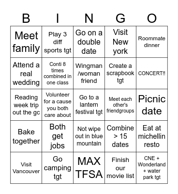 Reena x Lulu Checklist Bingo Card