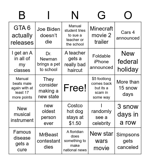 Untitled Bingo Card