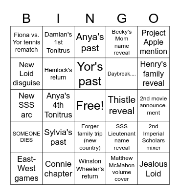 S×F BINGO 2026 Bingo Card