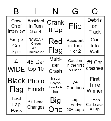 Nascar Bingo! Bingo Card