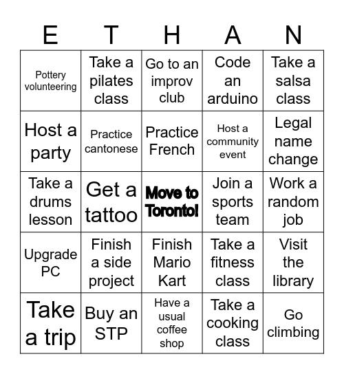 ETHAN 2026 BINGOOOOOO Bingo Card
