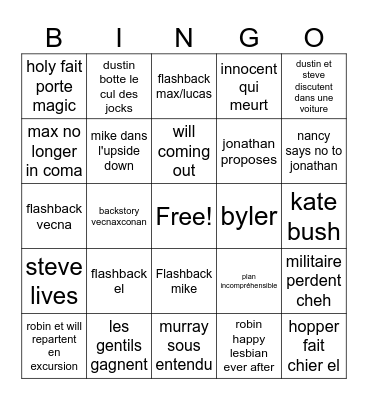 stranger things fin de la saison Bingo Card