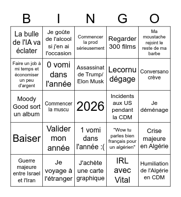 Bingo 2026 Bingo Card