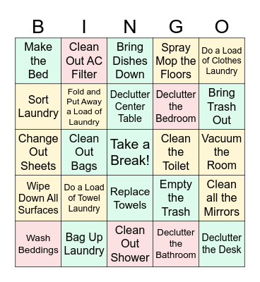 Chore Bingo Card