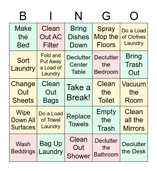 Chore Bingo Card