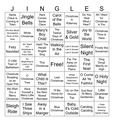 Christmas Jingle Bingo Card