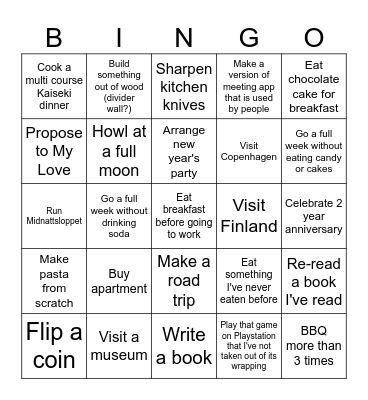 My 2026 Bingo Card