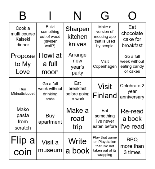 My 2026 Bingo Card