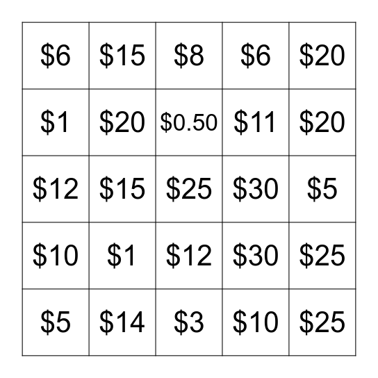 Olivia’s Challenge Bingo Card