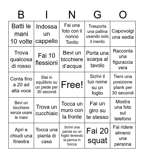 Natale 2025 Bingo Card