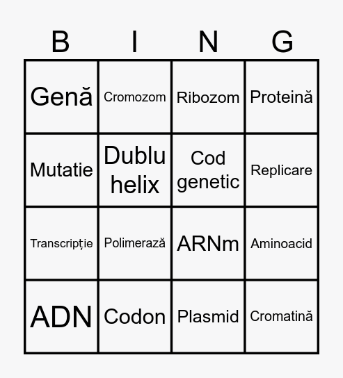 Material genetic Bingo Card