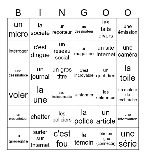 Adomania 2 les medias Bingo Card