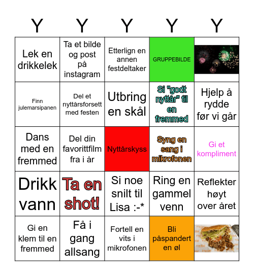 NYTTÅRSAFTEN TO DO LIST Bingo Card