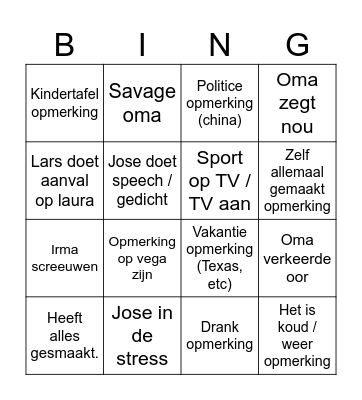 Kerst bingo Card