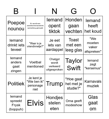 Kerst Bingo Card