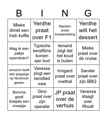Familie bingo Card