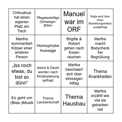 Kloiber-Family Bingo Card