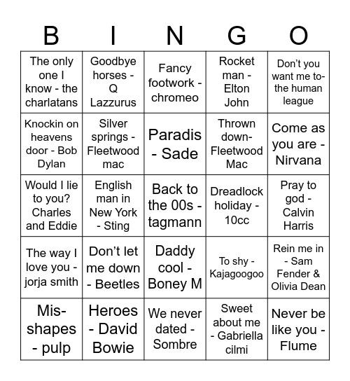 Alice’s Boxing Day Bingo Card