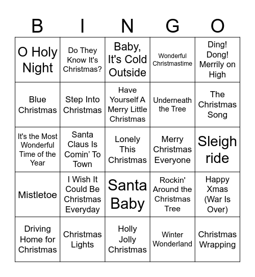 Merry Christmas! Bingo Card