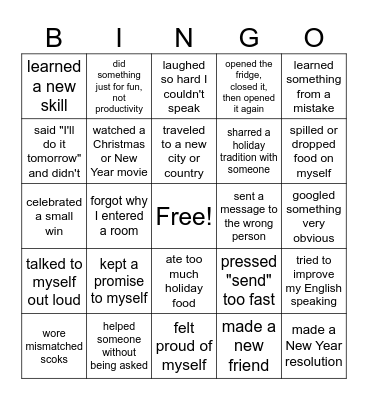 In 2025, I... Bingo Card