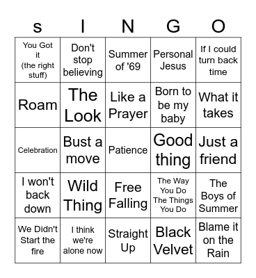 New Years 1989 Bingo Card