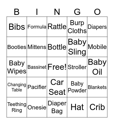 Baby Shower! Bingo Card