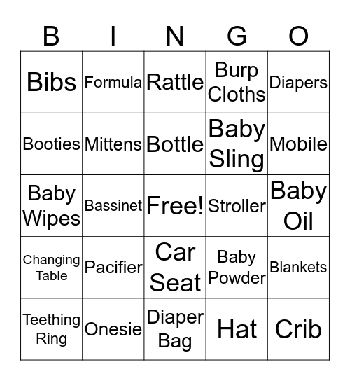 Baby Shower! Bingo Card