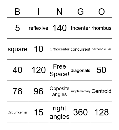 Intro Algebra II Bingo Card