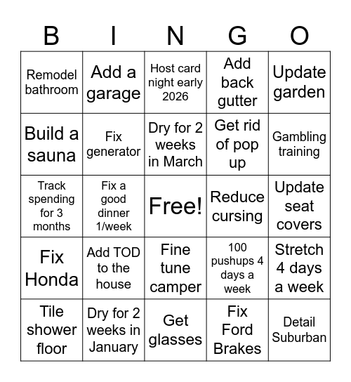 Kevin - 2026 Bingo Card