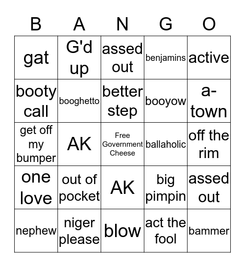 Ratchet Hood Bango Game Bingo Card