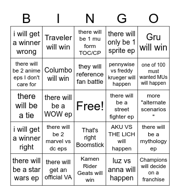 Untitled Bingo Card
