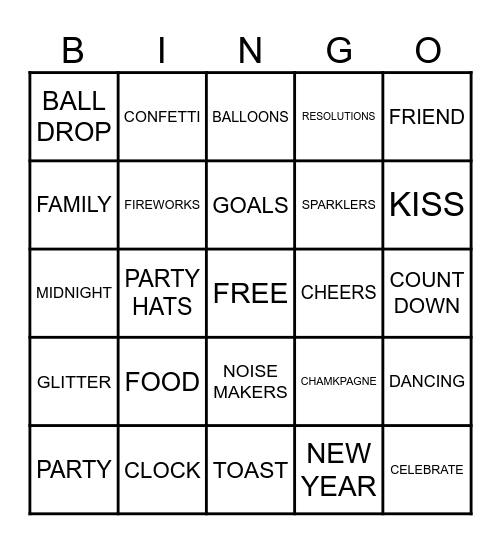NEW YEAR BINGO Card