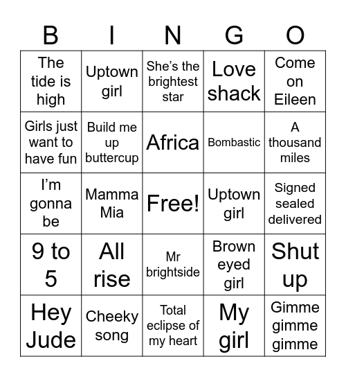 The big bingo Card