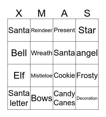 Christmas Bingo  Bingo Card