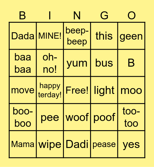 Kiash's Word Bingo Card