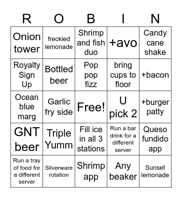 Server Bingo Card
