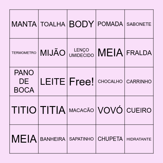 BINGO DA HELENA Bingo Card