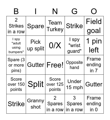 Xmas Bowling Bingo Card