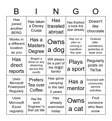 New Year Bingo Card