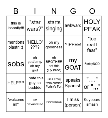 Isa Bingo Card