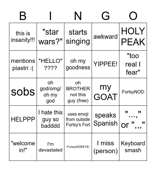 Isa Bingo Card