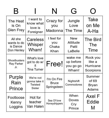 1984 Bingo Card