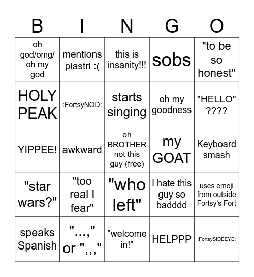 Isa Bingo Card